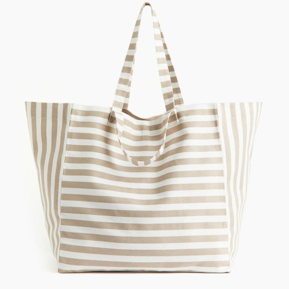 H & M Sand Striped Cotton Canvas HUGE Beach Bag New with Tags - SOLD OUT!